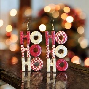 Perfectly imperfect by Heather. Sparkling Red and Gold 'Ho Ho Ho' Earrings